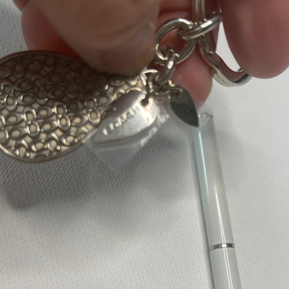 Coach Silver Pear Keychain and White Coach Pen Set - Picture 3 of 6